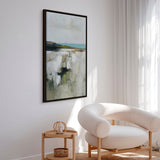 Håndlavet maleri med sort ramme - Faded Shoreline - Mixed media