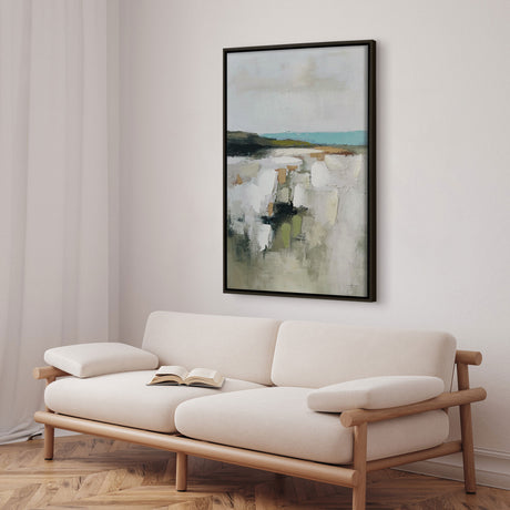 Håndlavet maleri med sort ramme - Faded Shoreline - Mixed media