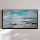 Håndlavet maleri med sort ramme - Coastal Whisper - Mixed media