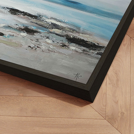 Håndlavet maleri med sort ramme - Coastal Whisper - Mixed media