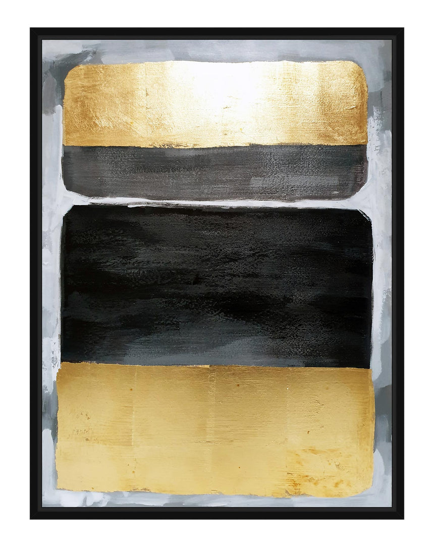 Håndlavet maleri med sort ramme - Gold Impression III