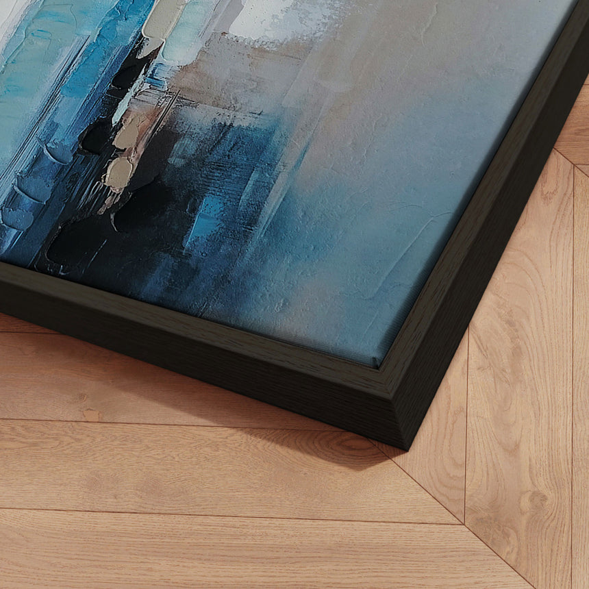 Håndlavet maleri med sort ramme - Waves of Air - Mixed media