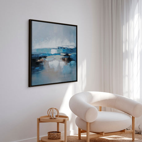 Håndlavet maleri med sort ramme - Waves of Air - Mixed media