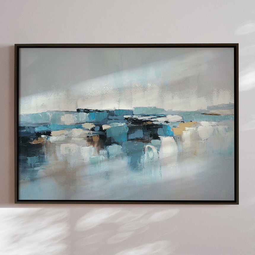 Håndlavet maleri med sort ramme - Waves of Air III - Mixed media