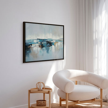 Håndlavet maleri med sort ramme - Waves of Air III - Mixed media