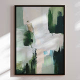 Håndlavet maleri med sort ramme - Green Stroke II - Mixed media