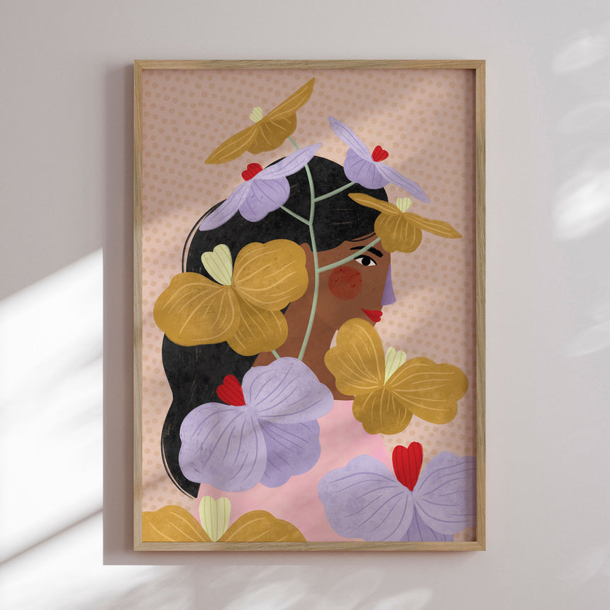Plakat - Hidden Behind Yellow Purple Flowers - Bea Müller