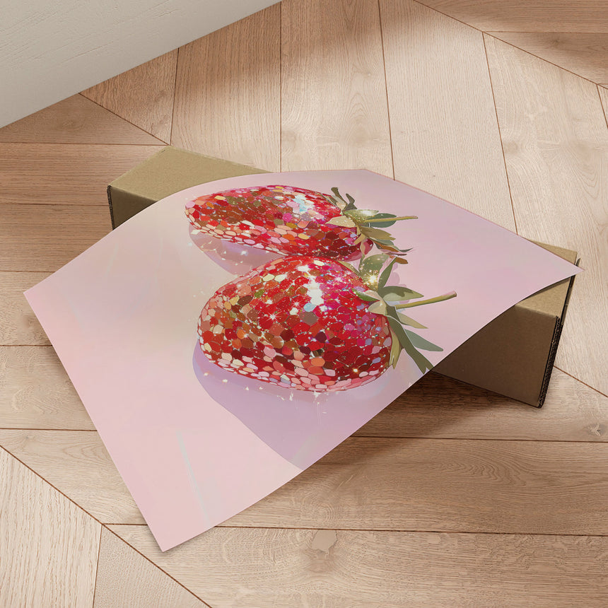 Plakat - Sparkling Strawberries - Melloi Art Prints