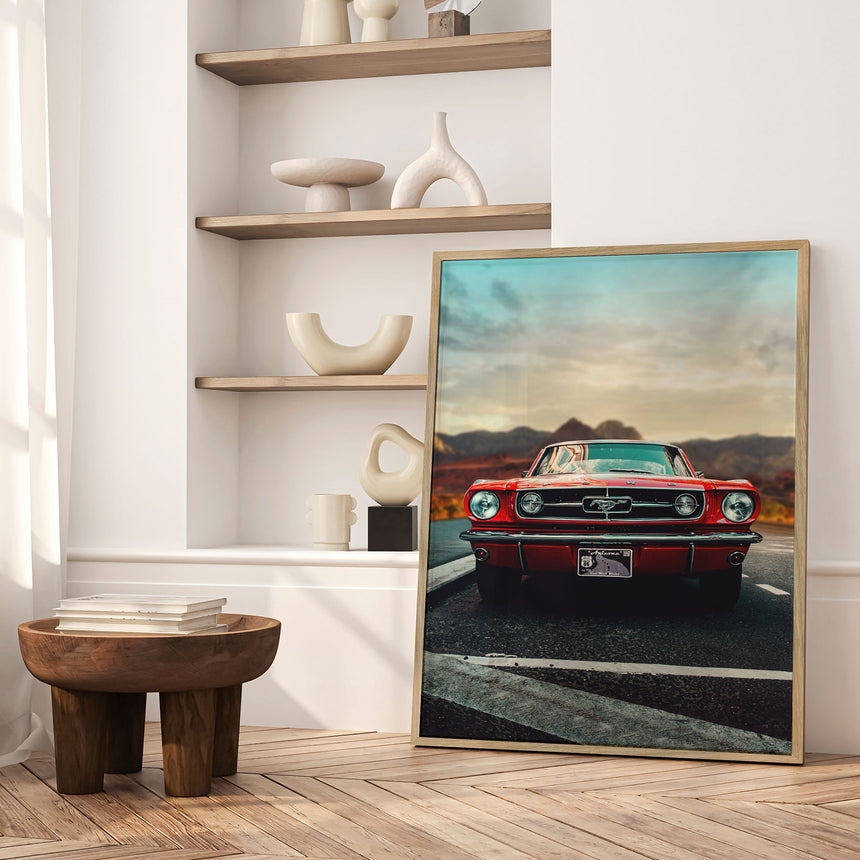 Plakat - Classic Red Car - Fadil Roze