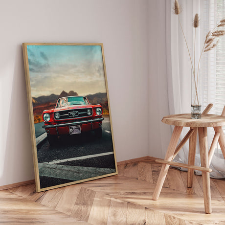 Plakat - Classic Red Car - Fadil Roze