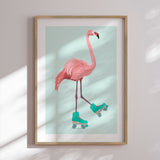 Plakat - Roller Skating Flamingo - ByKammille