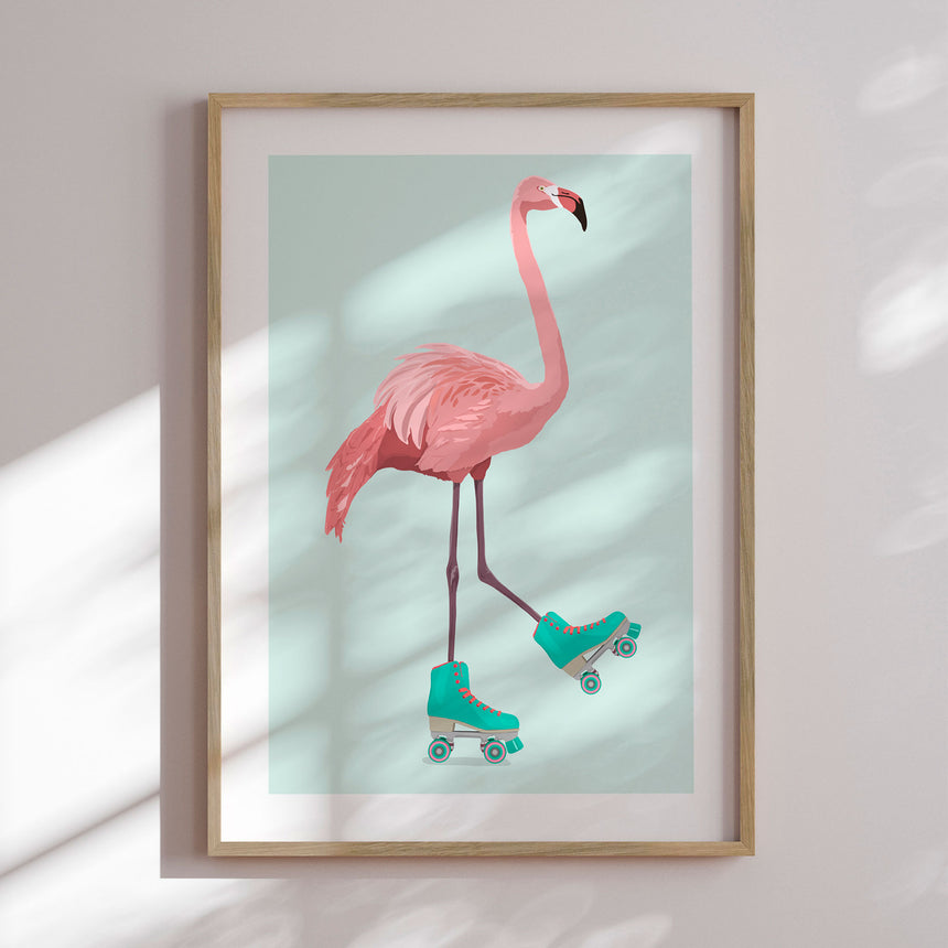 Plakat - Roller Skating Flamingo - ByKammille