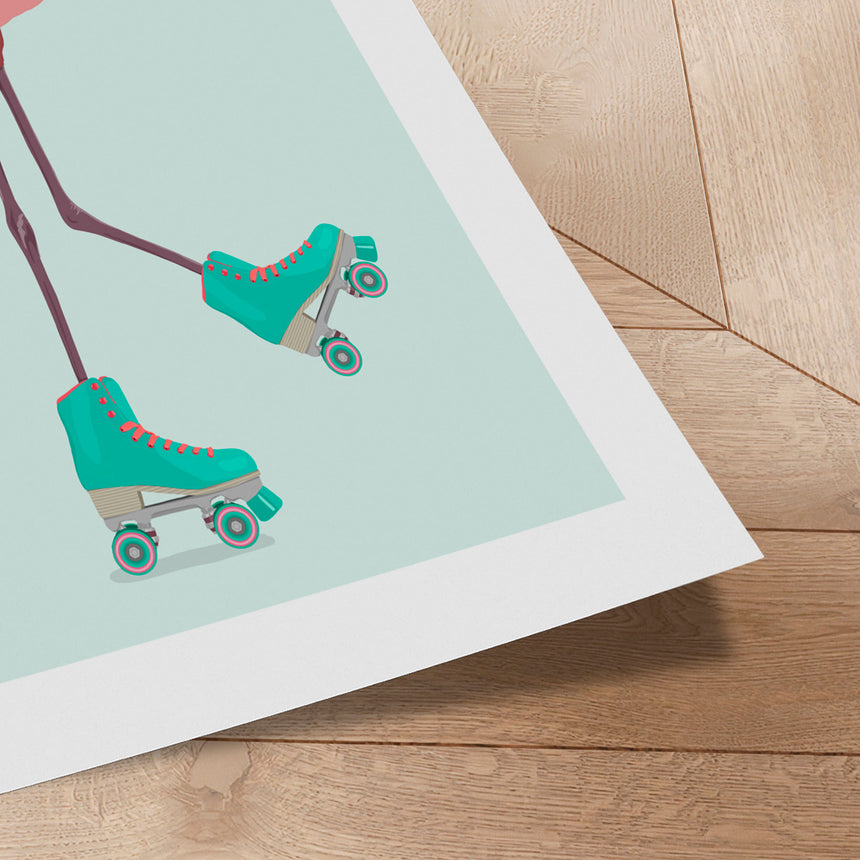 Plakat - Roller Skating Flamingo - ByKammille