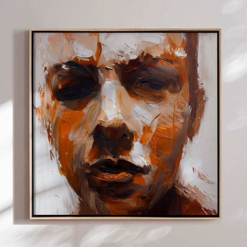 Håndlavet maleri med ramme - Warm Abstract Portrait - Kiarra B