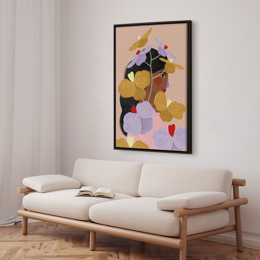 Lærredstryk - Hidden Behind Yellow Purple Flowers - Bea Müller