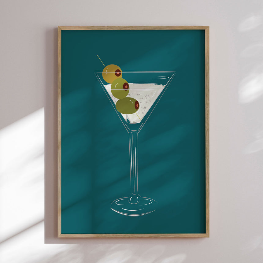 Plakat - Dry Martini On Teal Background - Sannel Larson