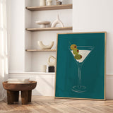 Plakat - Dry Martini On Teal Background - Sannel Larson