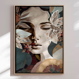 Lærredstryk - Woman Portrait with Floral Elements - Bella Eve