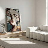 Lærredstryk - Woman Portrait with Floral Elements - Bella Eve