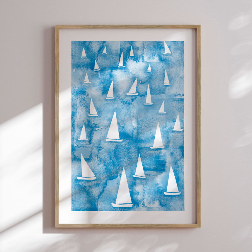 Plakat - Blue Sailboats - Nic Squirrell