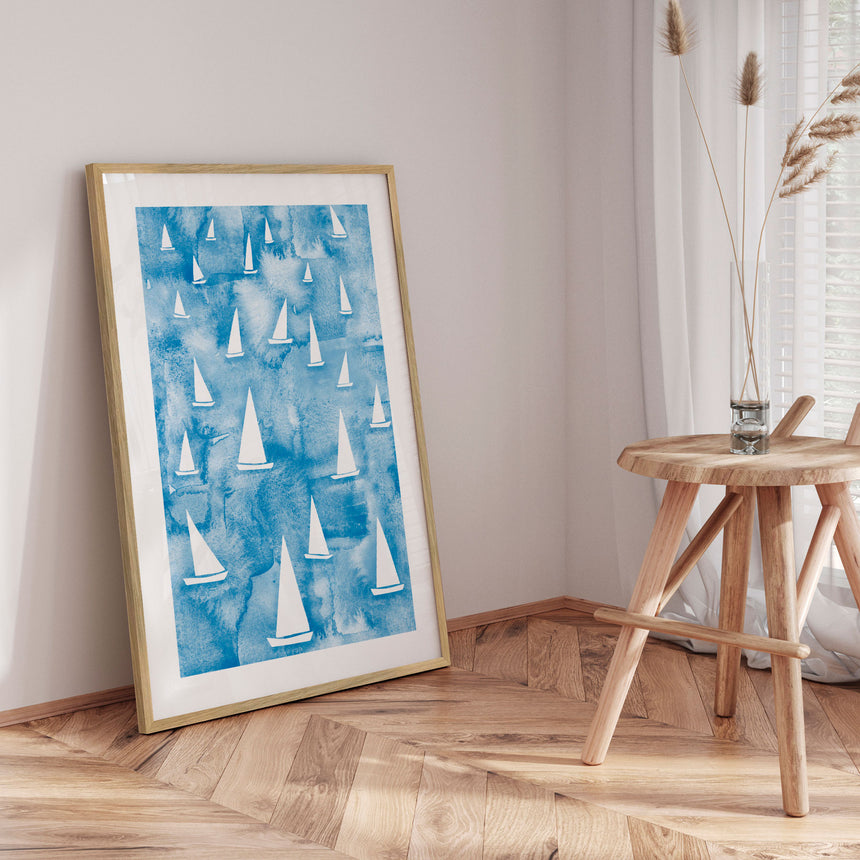 Plakat - Blue Sailboats - Nic Squirrell
