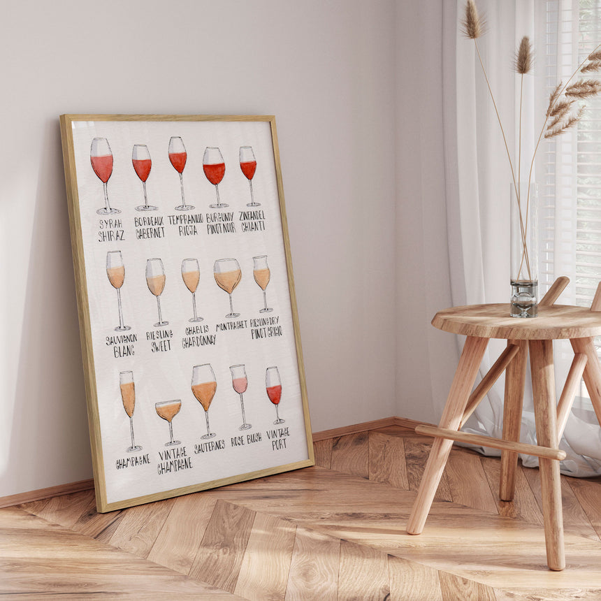 Plakat - Wine Glass Varieties - Giovanna Julião
