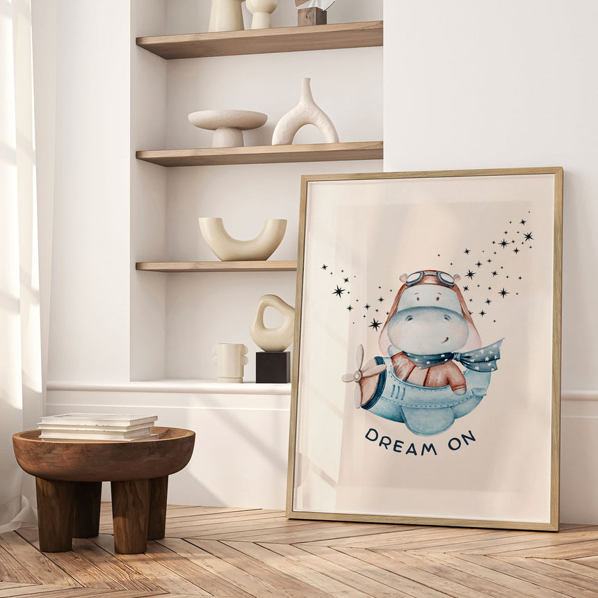 Plakat - Dream On Hippo Pilot - Saskia Michele
