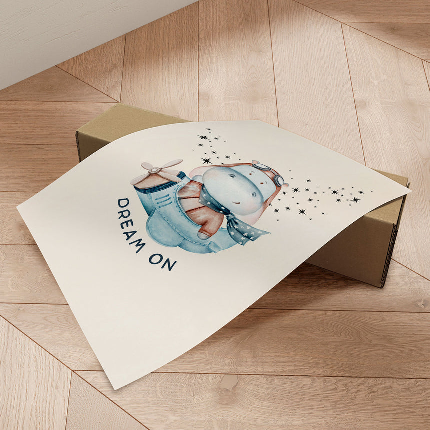Plakat - Dream On Hippo Pilot - Saskia Michele