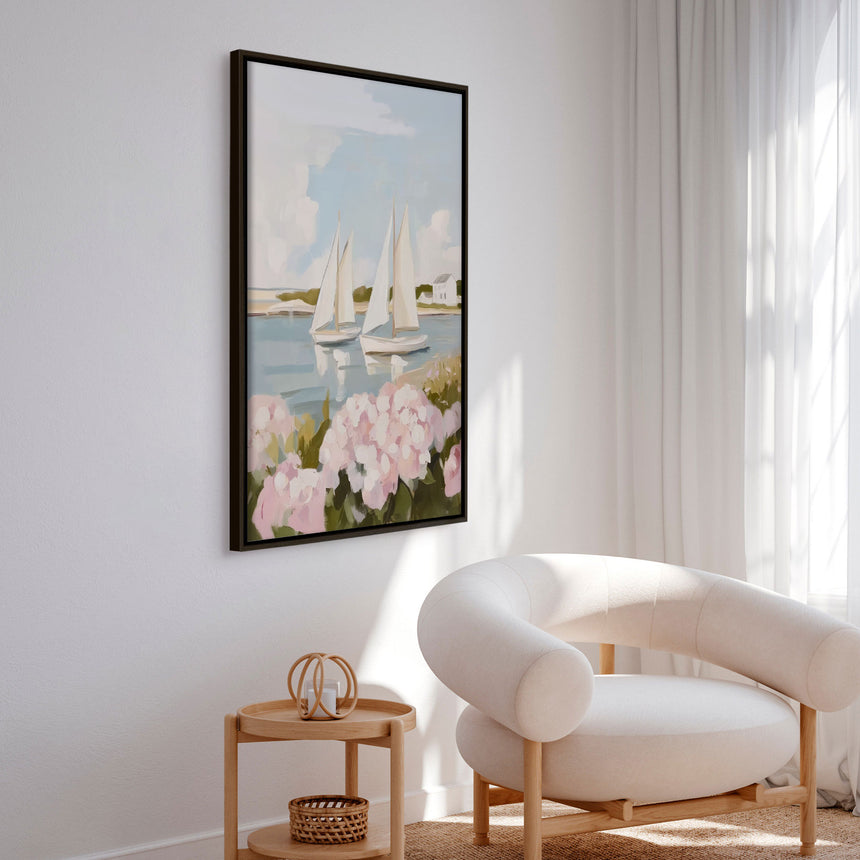 Håndlavet maleri med ramme - Nantucket Sails - Kathrin Pienaar - Mixed media