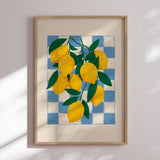 Plakat - Fresh Lemons Blue Checkered - Andreas Magnusson