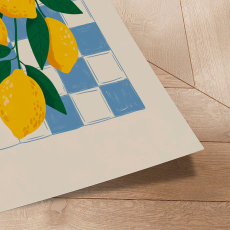 Plakat - Fresh Lemons Blue Checkered - Andreas Magnusson