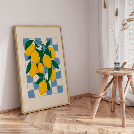 Plakat - Fresh Lemons Blue Checkered - Andreas Magnusson