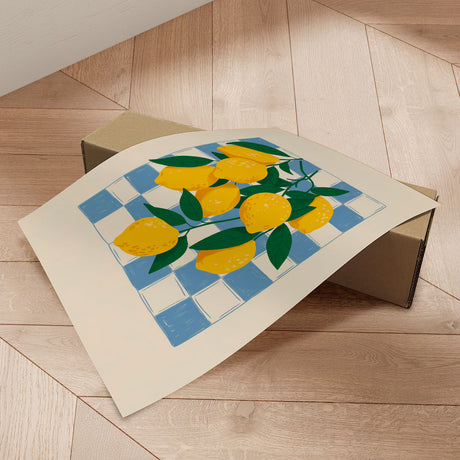 Plakat - Fresh Lemons Blue Checkered - Andreas Magnusson