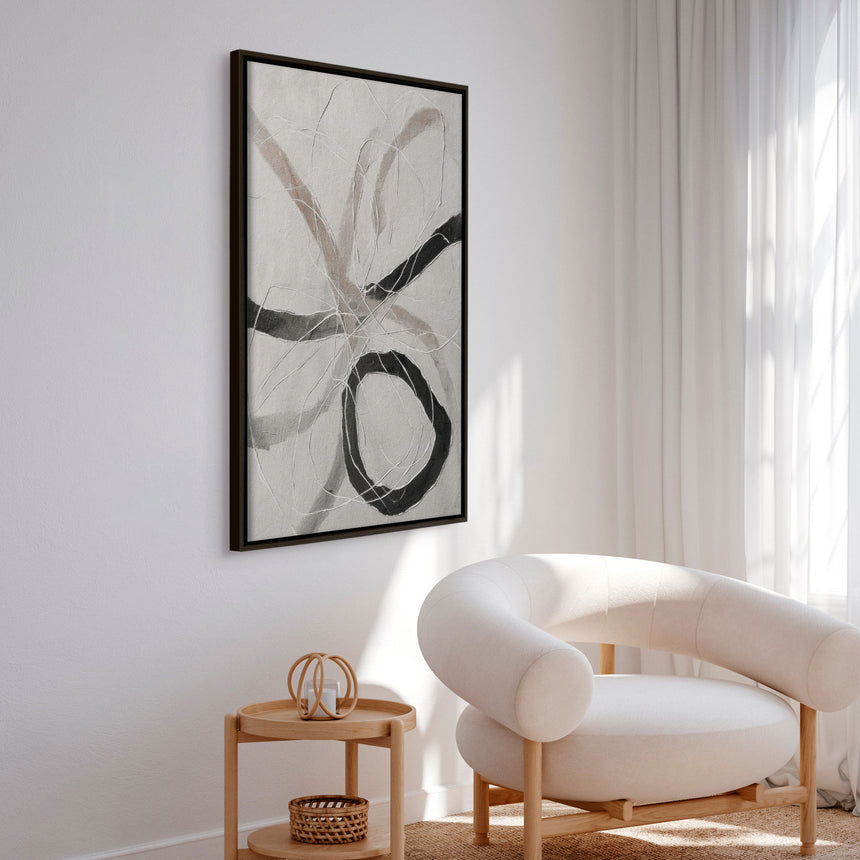 Håndlavet maleri med ramme - Line Study - Alma - Mixed media