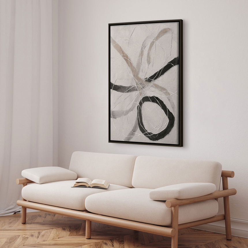 Håndlavet maleri med ramme - Line Study - Alma - Mixed media