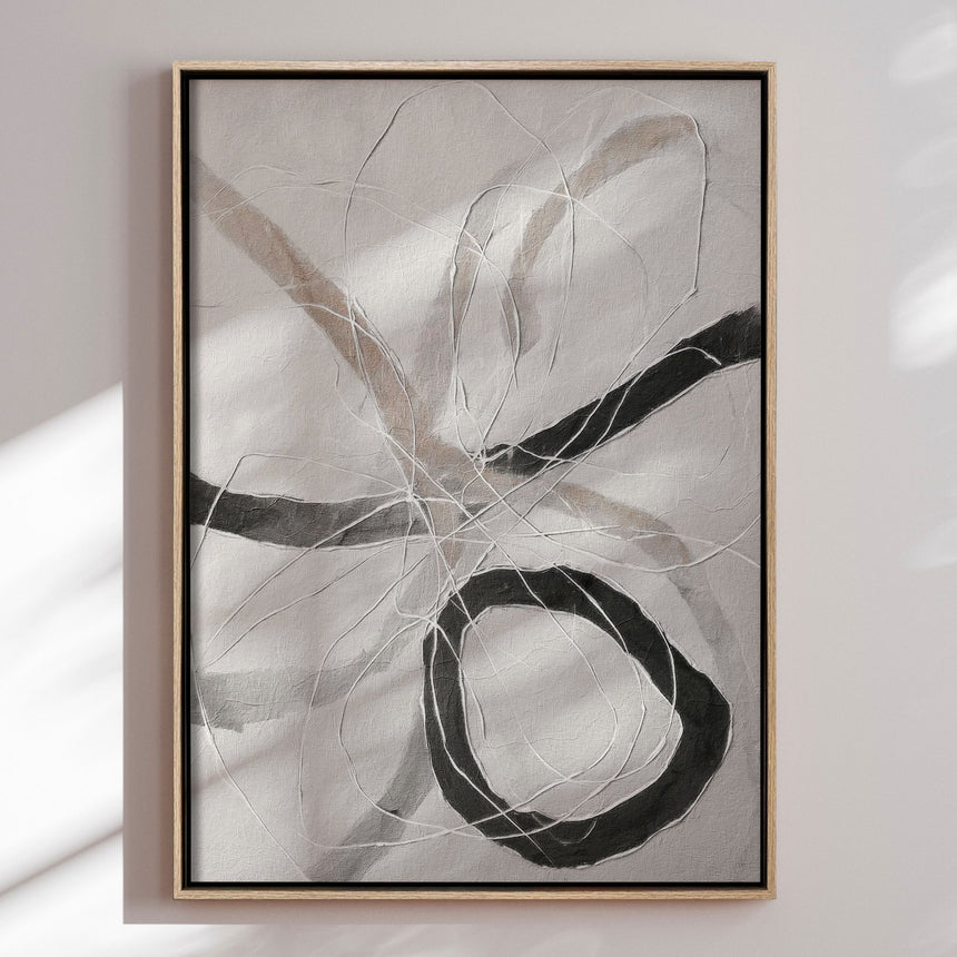 Håndlavet maleri med ramme - Line Study - Alma - Mixed media