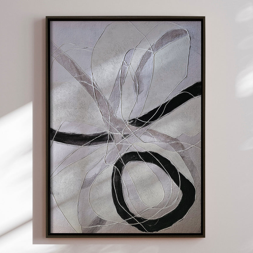 Håndlavet maleri med ramme - Line Study - Alma - Mixed media