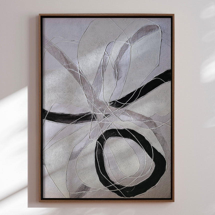 Håndlavet maleri med ramme - Line Study - Alma - Mixed media