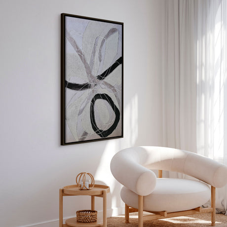 Håndlavet maleri med ramme - Line Study - Alma - Mixed media