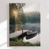 Lærredstryk - Misty Morning Lake Boat - Andreas Magnusson