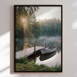 Lærredstryk - Misty Morning Lake Boat - Andreas Magnusson