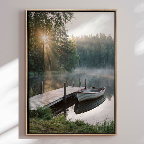 Lærredstryk - Misty Morning Lake Boat - Andreas Magnusson
