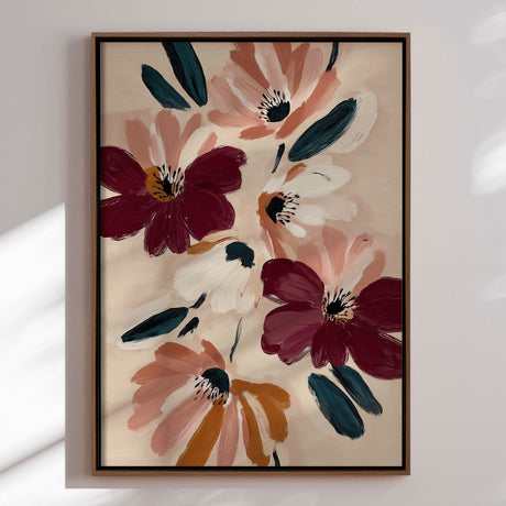 Lærredstryk - Blush and Burgundy Blooms - Nadjaa