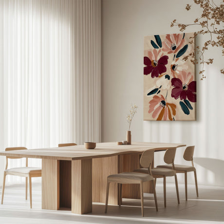 Lærredstryk - Blush and Burgundy Blooms - Nadjaa