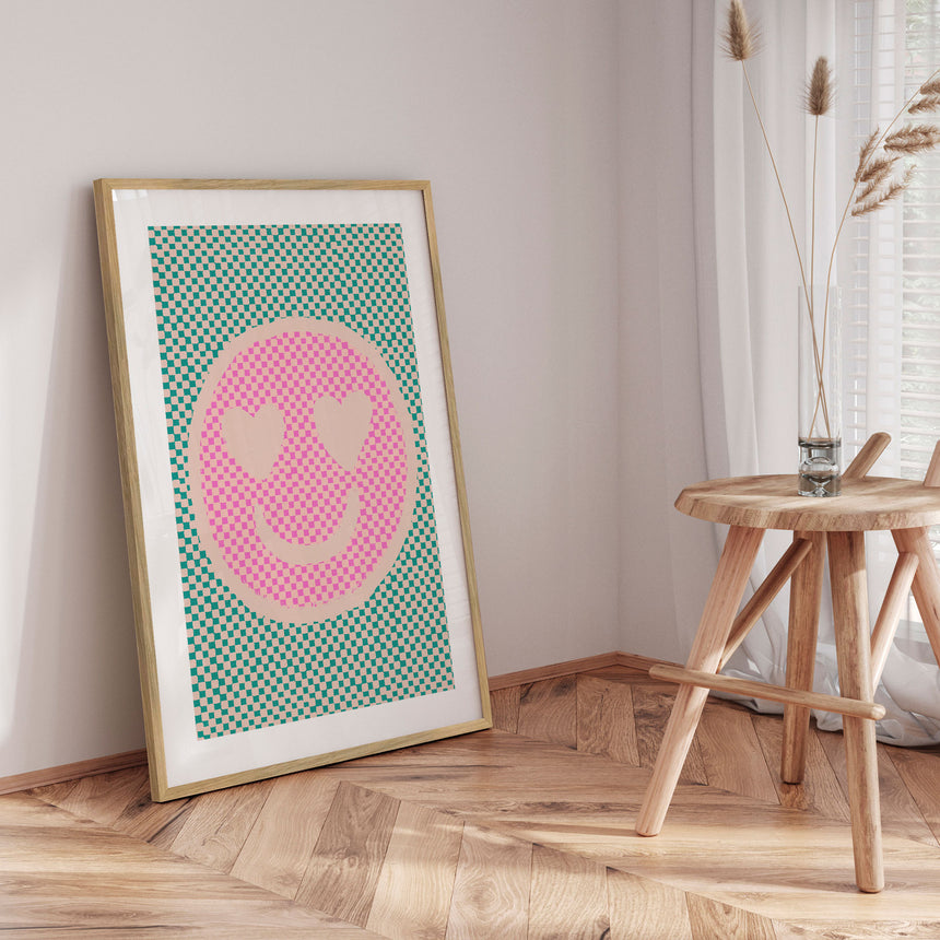 Plakat - Checkered Smiley - Threechild