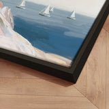 Håndlavet maleri med ramme - Coastal Sailboats - Julia Cheney - Mixed media