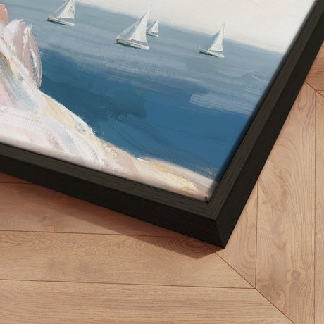 Håndlavet maleri med ramme - Coastal Sailboats - Julia Cheney - Mixed media