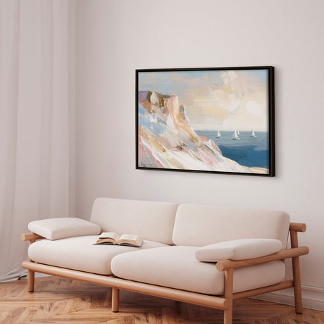 Håndlavet maleri med ramme - Coastal Sailboats - Julia Cheney - Mixed media