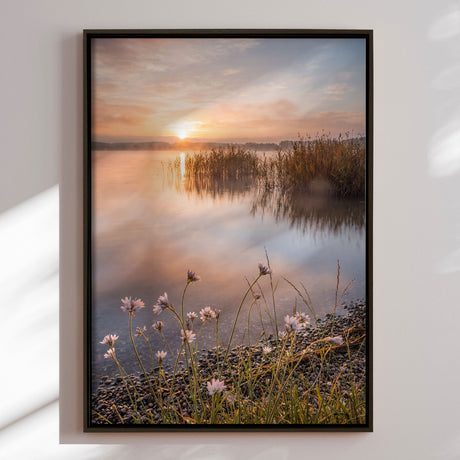 Lærredstryk - Misty Lake Morning Glow - Andreas Magnusson