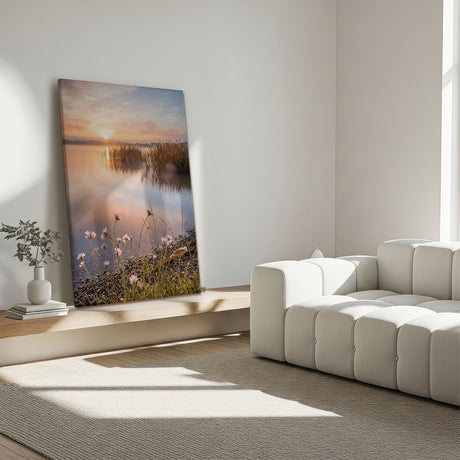 Lærredstryk - Misty Lake Morning Glow - Andreas Magnusson